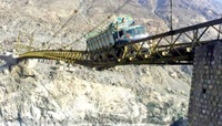 Truck crossing bridge Pakistan